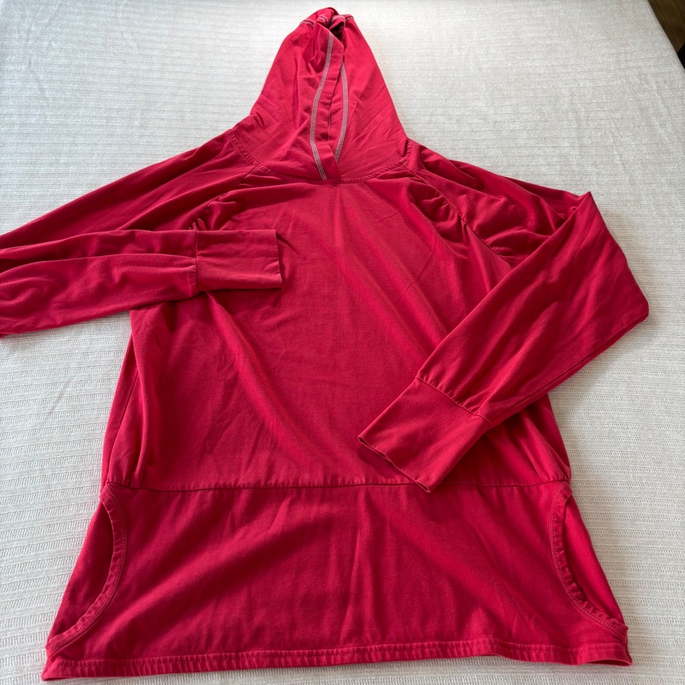 Cabelas Womens Red Lightweight Hoodie Long Sleeve Thumbhole Pockets Size Medium